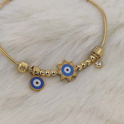 Evil Eye Shape Gold Plated Minimal Bracelet