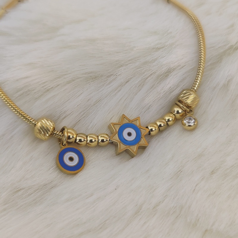 Evil Eye Shape Gold Plated Minimal Bracelet Evil Eye Shape Gold Plated Minimal Bracelet