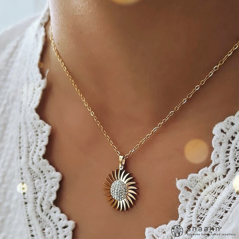 Splendid Sun Shape Gold Plated Necklace