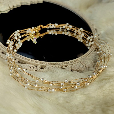 Handmade Appealing Multiple Layer Pearl Studded Mala