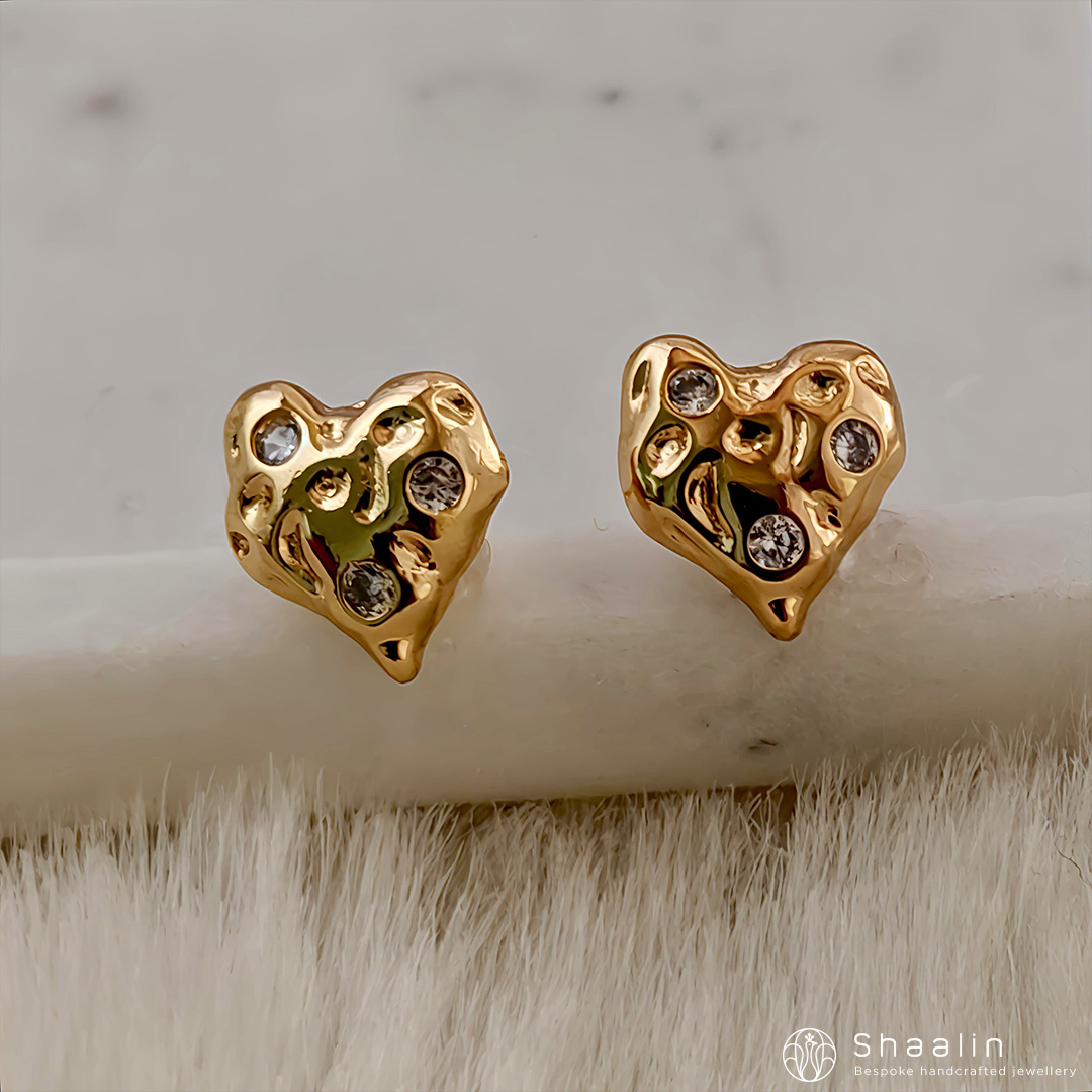 Hammered Heart Studs