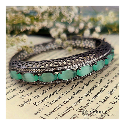 Sterling Silver Based Black Plated Antique Bracelet