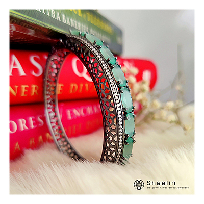 Sterling Silver Based Black Plated Antique Bracelet