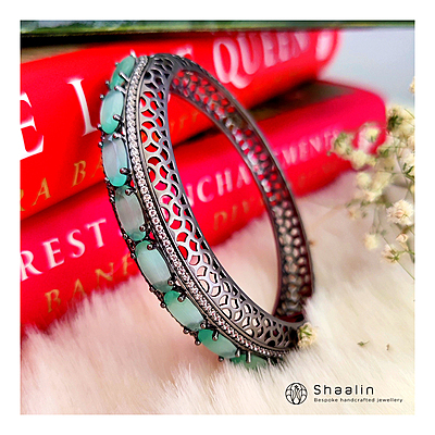 Sterling Silver Based Black Plated Antique Bracelet