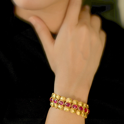Ruby Studded Stunning Adjustable Traditional Bracelet