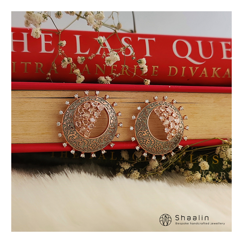 Beautiful Round Shaped Rose Gold Earrings