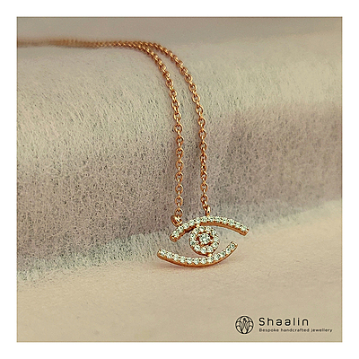 Rose-Gold Finish Evil Eye Shape Chain