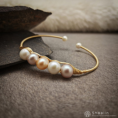 Fresh Water Pearl Gold Plated Beautiful Bangle Bracelet